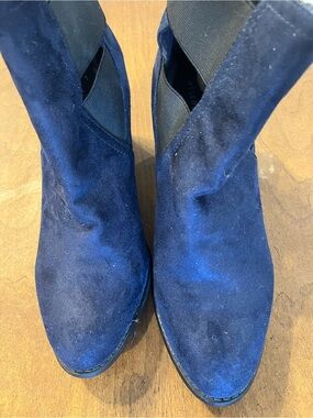 attention Navy Suede Ankle Booties